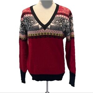 Gemma Huomo Wool Sweater Womens M Red/black knight on a horse Goth Grunge